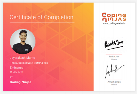 course completion certificate