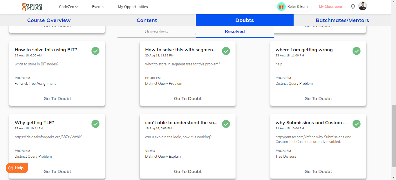 Teaching Assistance Doubt Solving