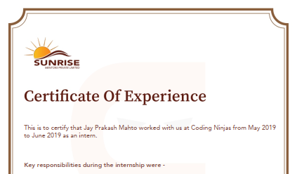 TAShip Certificate